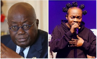 Former President Akufo-Addo (L) was seen tearing up after paying tribute to late Daddy Lumba (R)
