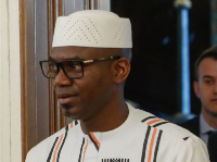 Mali's Defense Minister Sadio Camara enters a hall for a talk in Moscow, Russia, on Feb. 28, 2024.