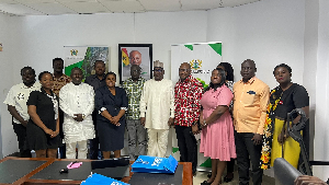 Issifu Seidu (M in kaftan) with the AGNES team during the meeting