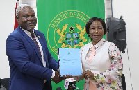 Professor Dr Grace Ayensu-Danquah (R) received the committee's finding on behalf of the minister