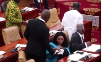 Kennedy Agyapong handling over the envelop to Adwoa Safo