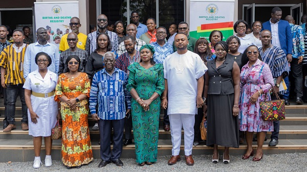 Yaw Osafo-Maafo (front 3rd from L) with other officials at the handover and launch ceremony