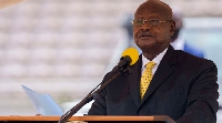 President Yoweri Museveni gives a speech at the Kololo Independence Grounds in Kampala, Uganda