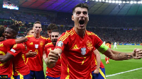 Alvaro Morata leads the celebrations after Nico Williams' opener in the Euro 2024 final