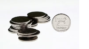 South African Rand coins are seen in this illustration picture