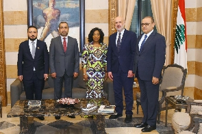 Shirley Ayorkor Botchwey flanked by other dignitaries during the visit