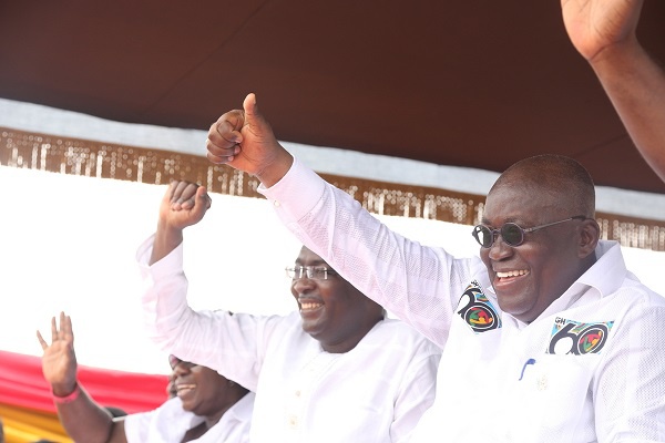 President Akufo-Addo acknowledging the cheers from the workers
