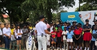 Danny List engaging the young golfers during the event
