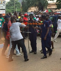 The scene at the Nima residence of Akufo-Addo during the clash