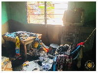 Photo of the aftermath of room damaged in Ekumfi Esikumah fire incident