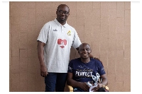 Kurt Okraku with ex-goalkeeper, Sampson Appiah