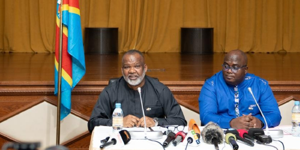 Corneille Nangaa, leader of the Congo River Alliance, and Bertrand Bisimwa, head of the M23