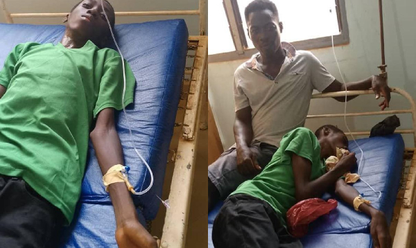 Photo collage of the critically ill boy