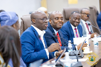 A photo of Finance Minister Dr Cassiel Ato Forson and his Deputy Minister Thomas Nyarko Ampem
