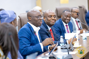 A photo of Finance Minister Dr Cassiel Ato Forson and his Deputy Minister Thomas Nyarko Ampem