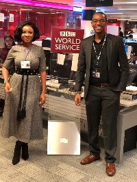 Serwaa Amihere [L] with a BBC journalist
