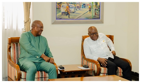 President John Dramani Mahama (L) with former President Nana Addo Dankwa Akufo-Addo
