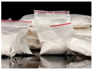 Methamphetamine are displayed at a news conference to show the state's largest meth bust in history