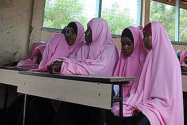 Some students wearing the hijab in school
