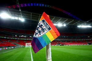 A rainbow flag of the England FA