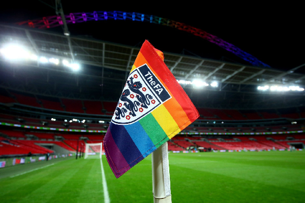 A rainbow flag of the England FA