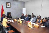 Professor Naana Opoku-Agyemang pictured with staff of Afriwave Telecom Ghana Ltd