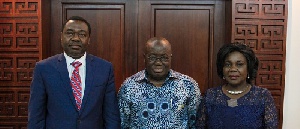 L-R Dr Olumuyiwa Bernard Aliu, President Akufo-Addo and Cecilia Dapaah