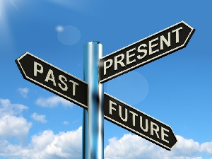 File photo showing 'past', 'present' and 'future' as direction signs