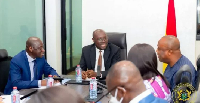 Minister of Finance, Dr. Ato Forson [M] in a meeting with senior officials of the ministry