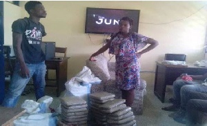 The suspects, were said to have concealed the package in two sacks of cassava