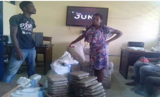 The suspects, were said to have concealed the package in two sacks of cassava