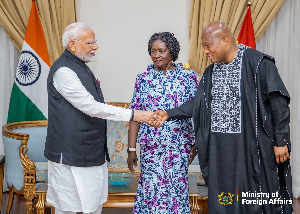 Indian Prime Minister, the VEEP and the Foreign Affairs minister in a photograph