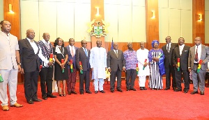 Akufo-Addo poses with some of his cabinet ministers (File photo)