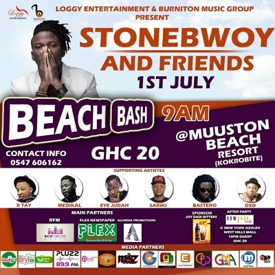 Stonebwoy 1st July beach bash