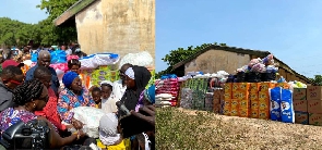 The relief items  included toiletries, bags of rice among many others