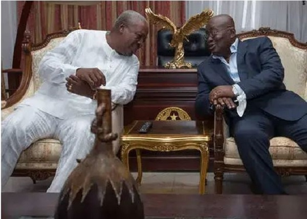 Former President John Dramani Mahama with President Nana Addo Dankwa Akufo-Addo