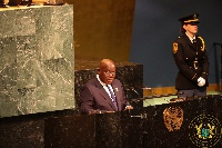 President Akufo-Addo speaking at the UN General Assembly