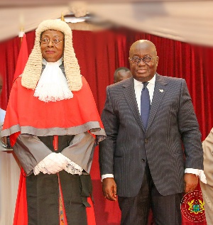 Justice Sophia Akuffo with President of the Republic of Ghana, Nana Akufo-Addo