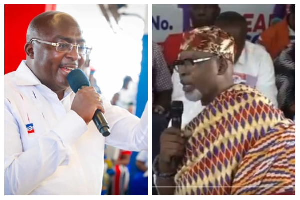 Dr. Mahamudu Bawumia [L] and Dufia of Kedzi, Joachim Acolatse