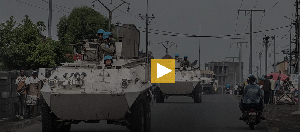 UN armoured personnel carriers deploy outside Goma, DRC UN armoured personnel carriers deploy outside Goma, DRC