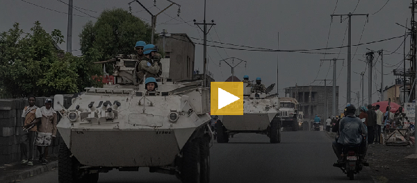 UN armoured personnel carriers deploy outside Goma, DRC