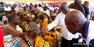 Nana Akufo-Addo, NPP flagbearer in a handshake with traditional leaders