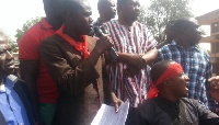 A leader of the group M.M Shaban addressing the protesters