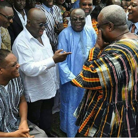 Nana Addo and President Mahama meet at a function.    File photo.