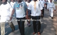 NDC supporters marching to President Mahama's residence