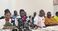 Some of the members of the coalition earlier at a press conference