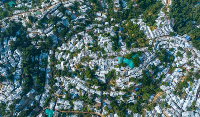 An aerial view shows Rohingya refugee camps in Cox's Bazar, Bangladesh