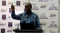 General Secretary for TUC, Dr. Anthony Yaw Baah, launching the digitized form of the report