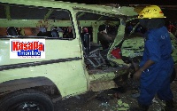 The bus after the fatal accident at Atafoa in the Ashanti region
