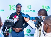 Group CEO, Old Mutual Ghana, Tavona Biza granting interview to the Ghanian press
